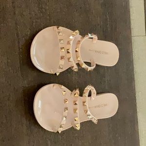Nude spiked jelly sandals